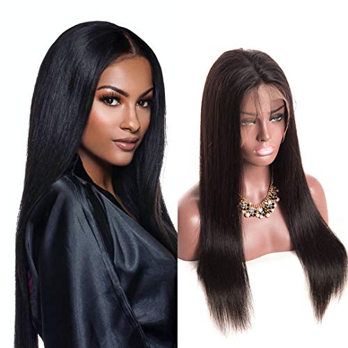 Lace Front Wigs Human Hair Wig Straight Wave 13x4 Lace Wigs With Baby Hair Cheap Brazilian Virgin Wigs For Black Women Preplucked Natural Hairline Bleached Knots Free Part Comfortable Lace 1b（14inch）
