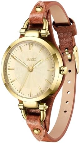 BUREI Relogio Feminino Damenuhren, schlichtes Lederarmband, Luxus-Quarzuhren, klein, dünn, Damenuhr, Armband, Armbanduhr