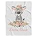 VibeCustom Personalized Zebra Baby Blanket, Horse Baby Blanket, Safari Baby Blanket, Baby Blanket with Name, Jungle Animal Baby Blanket, Floral Baby Blankets for Girls, Fleece Baby Blanket