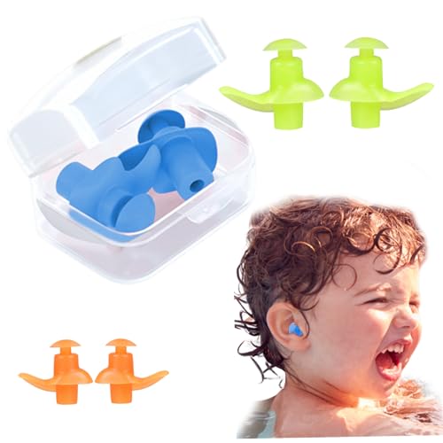 NASSMOSSE Swimming Ear Plugs Reusable Silicone Ear Plugs Waterproof Earplugs for Swimmers Bathing 3 Pairs Kids