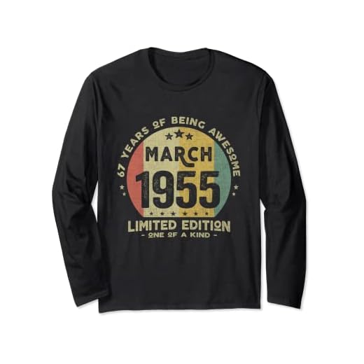 Regalo 67 años Cumpleaños Hombre Mujer - Marzo 1955 Manga Larga