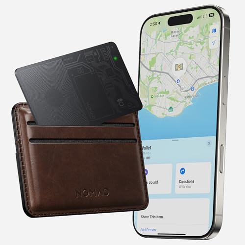 Nomad Tracking Card Carbide, Slim Card Tracker with IPX7 Waterproof and Dust Proof - Card Tracker for Wallet & Luggage, 5 Months GPS Tracker Long Battery Life, Rechargeable, Compatible with iOS Only