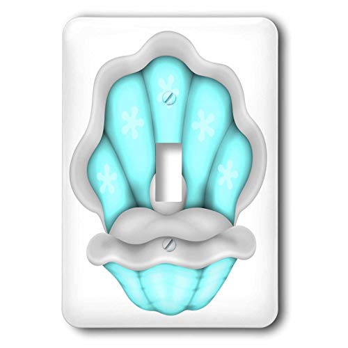 3dRose Cute Aqua & White Clam Shell With A Pearl Art single toggle switch