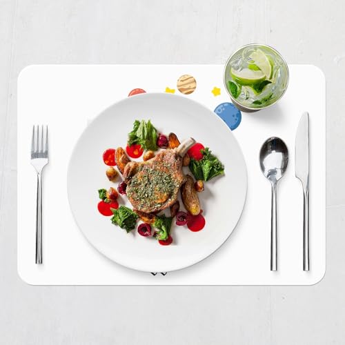 Set de table souple blanc dessous liège napperon espace planète