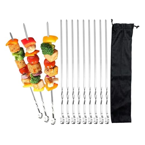 Brochetas de parrilla reutilizables planas para barbacoa lavables 2