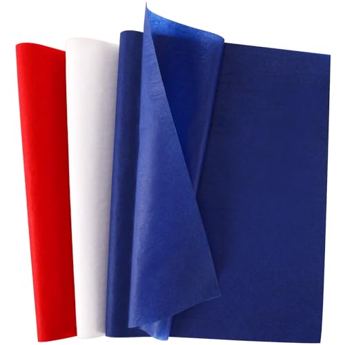 SANNIX 100 Sheets 4th of July Patriotic Tissue Paper Bulk Red White Blue Wrapping Paper for Independence Day Veterans Party Decoration DIY Crafts Gift Packing 19.7x13.8 Inch (3 Colors)