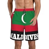 Transpirable Bañador Hombre Bandera De Maldivas Short Playa Impermeable Verano Swim Short para Gimnasio, Natación, Vacaciones XXL