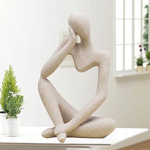 Thinker Statues and Sculptures, Sandstone Resin Thinker Statue Ornaments, Abstract Style Sculptures, Housewarming Gifts, Living Room Dining Desk Decorations (Right, Super Large) - Thumbnail 2