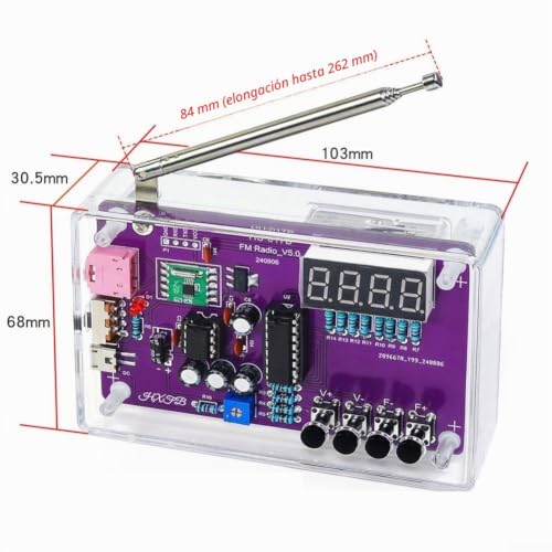 Miniatura 7 de Zilimontt Kit De Radio Fm, Kit De Radio Kit De Práctica De Soldadura Diy Proyecto Escolar, Para Principiantes Aprender Soldadura, Fm 87-108mhz Con 2 Modos De Alimentación Con Caso