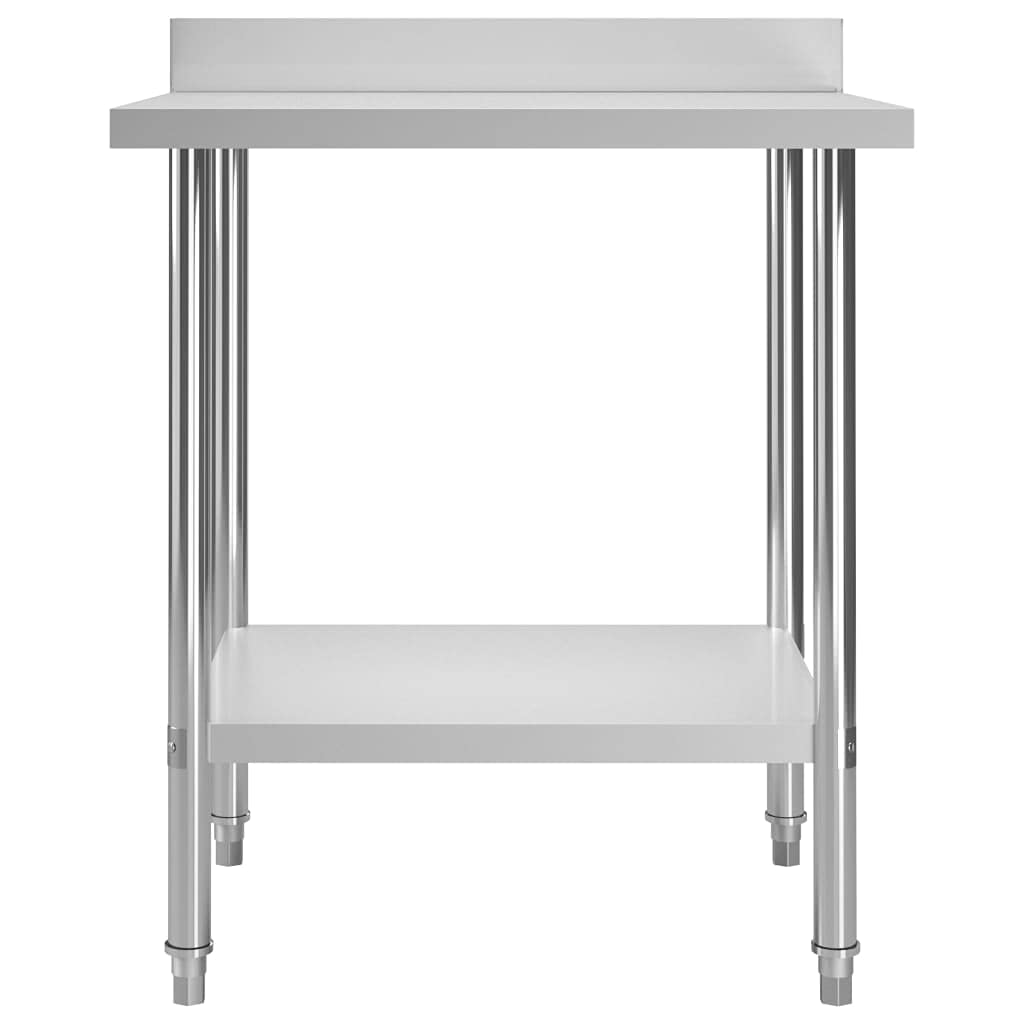 vidaXL Küche Arbeitstisch mit Aufkantung Verstellbare Füße Gastronomie Gastro Edelstahltisch Küchentisch Zerlegetisch Tisch 80x60x93cm Edelstahl