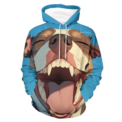 Sweat à capuche Chien Qui rit pour homme et femme, pull manches longues noir taille S