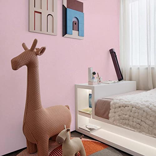 Image of 16 inch X 118 inch Pink Wallpaper Embossed Self Adhesive Peel and Stick Removable Home Decorative Vinyl Film Cabinet Furniture Countertop Solid Color Shelf Paper Silk