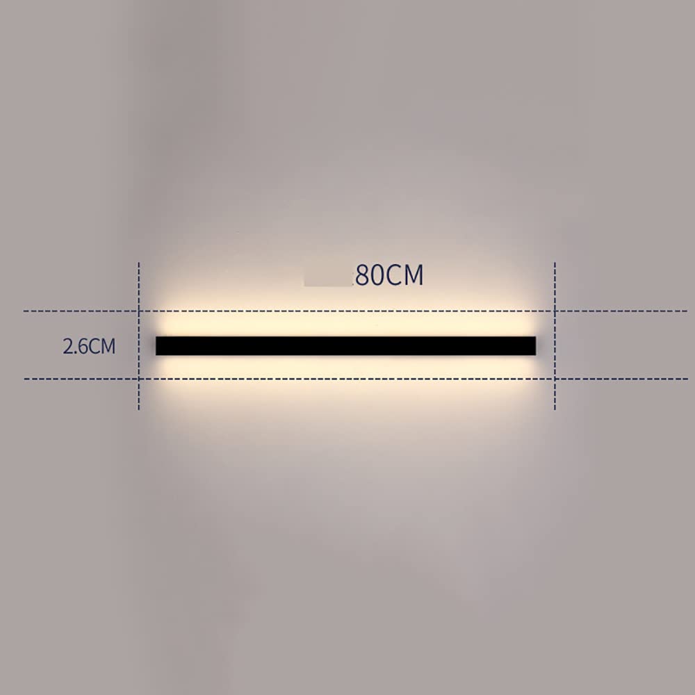 Ciepłe światło długa taśma lampa ścienna LED, nowoczesna minimalistyczna lampa ścienna, różne rozmiary nordyckiego akrylu, odpowiednia do sypialni salonu korytarza ganku (80 cm)