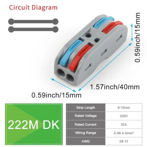 Bloques de terminales eléctricos de 30 conectores de cable de empuje de palanca 28-12 AWG 2