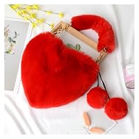 Bella borsa a forma di cuore in peluche per le donne borsa a forma di cuore con morbida pelliccia sintetica adorabile accessorio alla moda, Grigio scuro