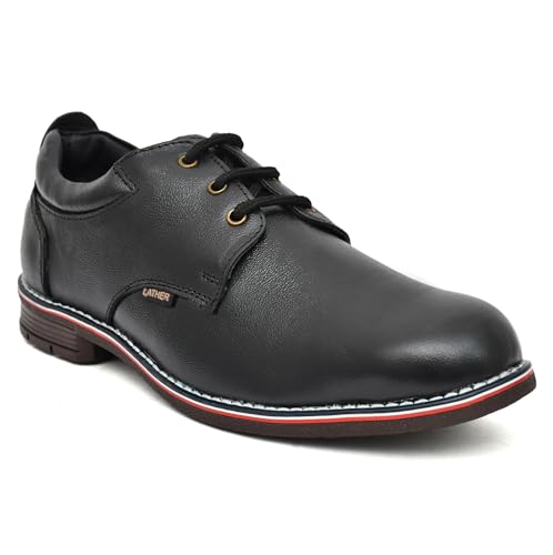 Image of STONIX Steel Toe Safety Shoes |Leather Shoes |Formal Look- Heavy Duty Work Safety Shoes with Slip Resistant Outsole (Black,)