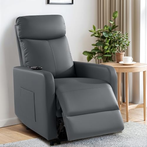 Gehtmnl Small Power Recliner for Petite People, Zero Wall Recliners for Small Spaces, Electric Compact Reclining Chair with Adjustable Tilt 90-160, Perfect for RVs, Home Theater and Apartments,Gray