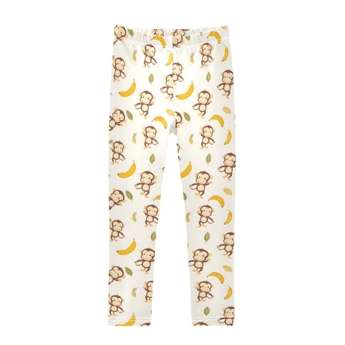 Monkeys Bananas Pattern Girls Leggings Kids Yoga Pants Athletic Tights Pants 4-10 Years