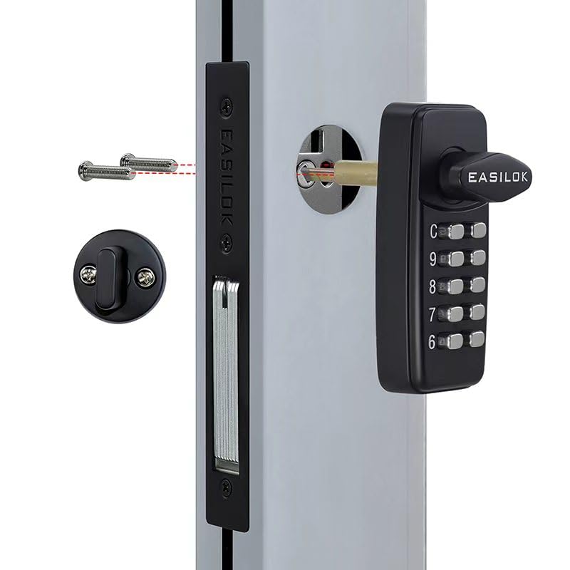 Mortise Lock for Aluminum/Glass Narrow Stile Doors, DIY No-Drill Adams Rite Replacement , 1-1/8" Backset, Black, Deadbolt Keyless Keypad Storefront Door Lock Mechanical Commercial Lock
