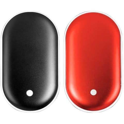 2 Pack Hand Warmers Portable Rechargeable: Black&Red 5200mah Electric USB Heater Hot Pockets Handwarmers Battery Operated Cover