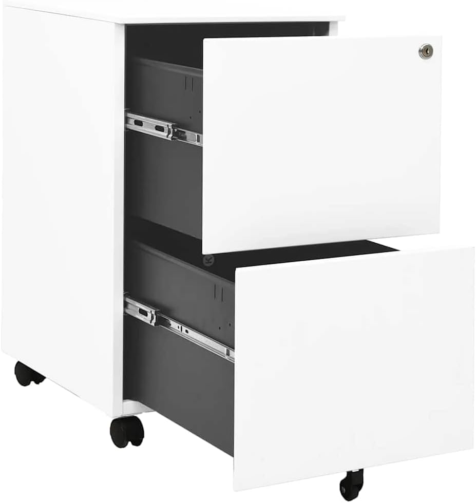 vidaXL file cabinet with both drawers open, showing the full extension.