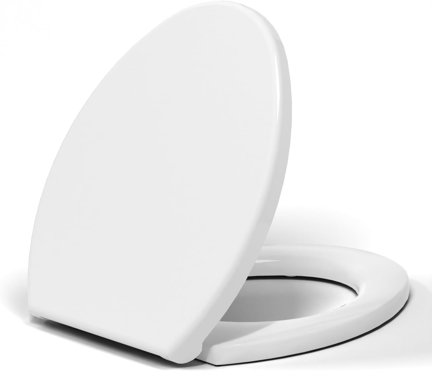 Round(Standard) Toilet Seat, Quick-Attach Hardware Metal Hinges, Heavy Duty, Slow Soft and Quiet Close, Durable and Sturdy, Easy to clean, Fits Round(Standard) Toilets, White(16.5?) White Round(Standard)