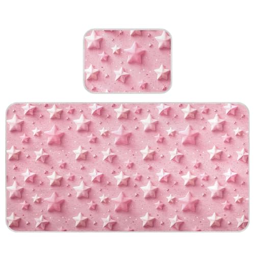 Kühlende Babybett-Matratze, wasserdicht, 71,1 x 132,1 cm, atmungsaktive Textur, 3D-Sterne, staubige Pfirsich-Pads für Bett, waschbar für Babys und Kleinkinder