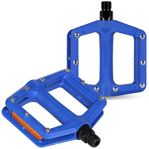 DRBIKE MTB Pedals Mountain Bike Pedals Lightweight Nylon Fiber Bicycle Platform Pedals for BMX MTB Road Fixie 9/16" Blue Cover