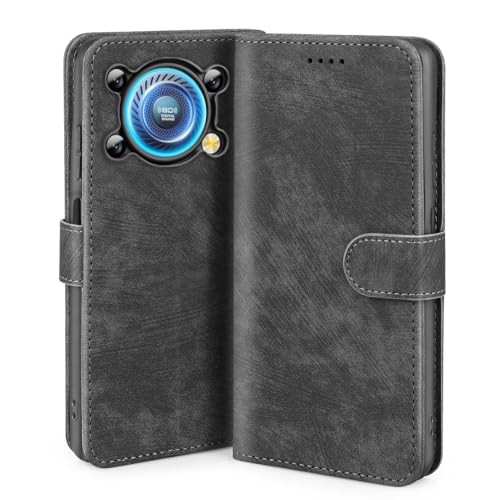 JNERBUYI Flip Handyhülle für Oukitel C60 / C60 Pro, PU Lederhülle mit Magnetische Wallet Hülle, Portemonnaie Flip Hülle, Stoßfeste Schutzhülle. Schwarz