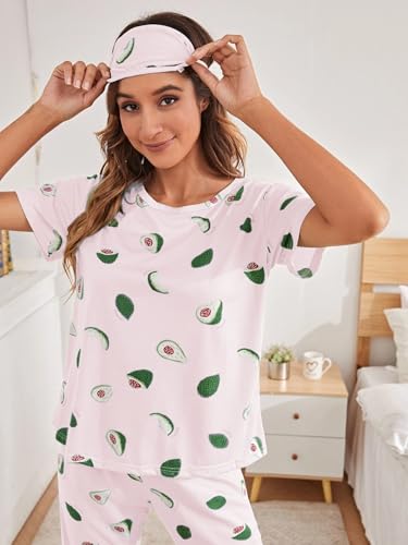 Image of SMOWKLY Polyester Blend Printed Round Neck Short Sleeve Nightsuit Set | Pajama Set | Night Dress for Women (1025 PCH 3XL) Off White