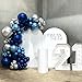Blue Silver Balloons Set, 12 Inch Blue and Silver Balloons Dark Navy and Confetti Party Latex Balloon, Macaron Metallic Baby Blue Mixed Balloon for Birthday Graduation Baby Shower Wedding Retirement