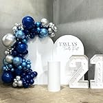 Blue Silver Balloons Set, 12 Inch Blue and Silver Balloons Dark Navy and Confetti Party Latex Balloon, Macaron Metallic Baby Blue Mixed Balloon for Birthday Graduation Baby Shower Wedding Retirement - Image 3