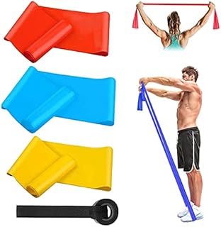 WELLXUNK® Sports Exercise Bands, Set of 3 Workout Resistance Bands, Skin-Friendly Exercise Bands, Elastic Stretch Band, Exercise Bands Latex with Door Anchor for Strength Training, Yoga, Pilates