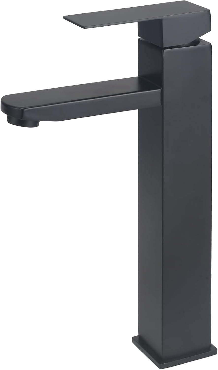 Robinet Salle Bain Mitigeur Lavabo Robinets Carrés Robinet Lavabo Haut Mitigeur Salle de Bain en Métal de Qualité Supérieure Installation et Nettoyage Facile (Noir)