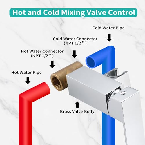 BARROCK Warm Water Bidet Sprayer Faucet for Toilet with Hot and Cold Brass Rough-in Valve, Stainless Steel Square Handheld Bidet Attachment Set for Feminine, Pets and Baby Diaper Washing, Chrome