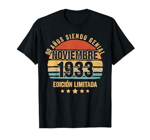 90 Años Cumpleaños Regalo Noviembre 1933 Noviembre 90 Años Camiseta