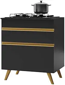 Balcão Cozinha para Cooktop 70 cm 1 Porta 1 Gaveta Veneza Gb Multimóveis Preto