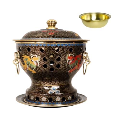 FLXHSA Cloisonne Single Old Traditional Pure Chinese Hotpot Retro Mutton Hot Small Copper Pot Suitable for Family Home Parties,P