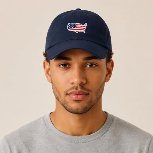 Image of USA Flag & Embroidery Premium 100% Cotton Low Profile Adjustable Baseball Dad Cap