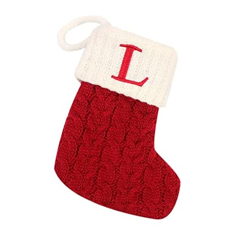 Christmas Stocking Gift Bag Letter Christmas Stocking,Knit Christmas Stockings,Christmas Decorations Tree Fireplace, Personalized Stocking Embroidered Letter Decoration (L Christmas Stocking) Cover