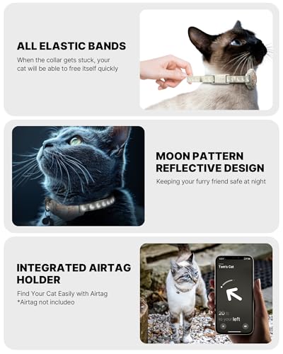 Cat Tracker Collar (Khaki & White) — view 2