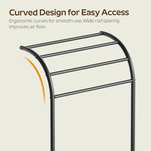 YATINEY Free Standing Towel Rack, 4-Tier Blanket Rack for Bathroom, Pool Towel Stand Display and Drying Rack, Modern Towel Blanket Storage Organizer, Black CJ07BK by YATINEY - Used condition - Image 5