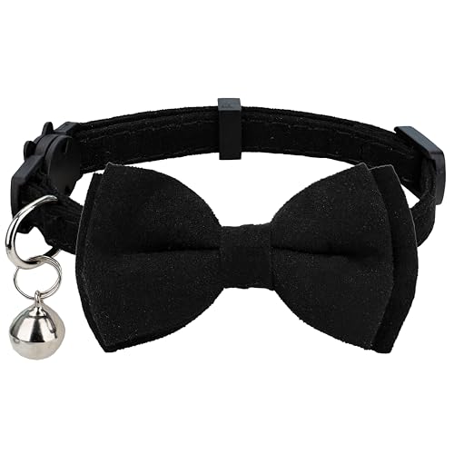 Gyapet Cat Collar with Bow Tie Bell, Adjustable, Black