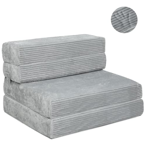 Milliard Tri Folding Sofa Mattress, 2022 Edition, Memory Foam Foldable Mattress with Ultra Soft & Washable Ribbed Fur Cover, Twin Size (75" x 38" x 6")