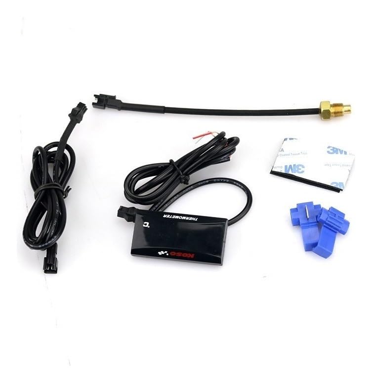 Applicable to Universal Motorcycle Water Temperature Gauge - 18mm & 22mm Compatible with Racing & Scooters - LED Display, Blue/Red/Green Light Source, DC12V, -10 to 60 Degrees Celsius(Green)
