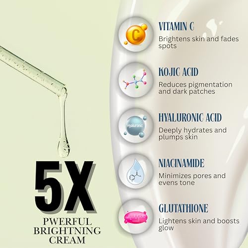 Image of Brighten Glow Skin Brightening Cream - Glutathione & Niacinamide Skin Brightener for Dark Spots, Pigmentation & Uneven Skin Tone - Radiance & Even Tone Face Cream I 50 g (Skin Brightening Formula)