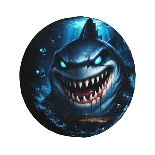 Image of Shark Spare Tire Cover - Funny Wheel Protectors Waterproof Universal Wheel Cover for SUV Rv Travel Trailer Camper Truck 16 Inch