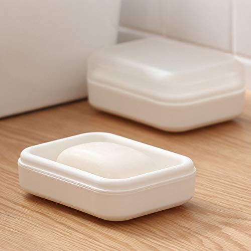Jabonera Jabonera Material PP+ABS Tamaño de Almacenamiento 13,5 * 9,6 cm Gran Capacidad Doble Drenaje A Prueba de Polvo con Tapa