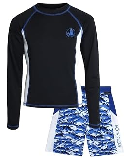 Body Glove Boys 2 Piece Swim Set Rash Guard & Swim Trunks (Sizes 4-12)