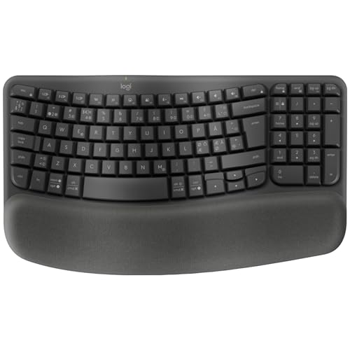 Logitech Wave Keys kabellose ergonomische Tastatur - Grafit, Skandinavisches QWERTY-Layout